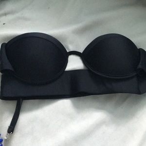 Black cut out strapless push up bikini